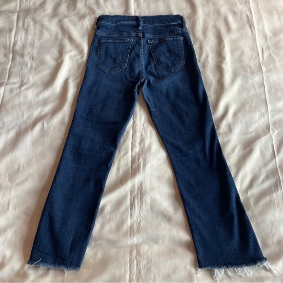 MOTHER- Insider Crop Step Fray Ankle Jeans in Dark Wash Here Kitty Kitty Size 25 - Picture 7 of 11